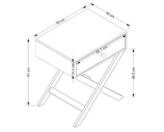 Cross Leg 1 Drawer Bedside Cabinet-White