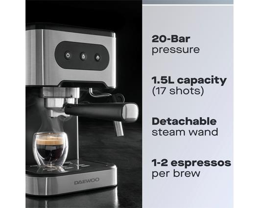 Daewoo 20 Bar Espresso Coffee Maker with Steam Wand