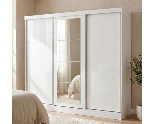 NEVADA 3 DOOR SLIDER WARDROBE - WHITE GLOSS