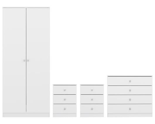DENVER 2 DOOR WARDROBE BEDROOM SET - WHITE GLOSS
