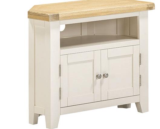 WINDSOR CORNER TV UNIT - IVORY/OAK