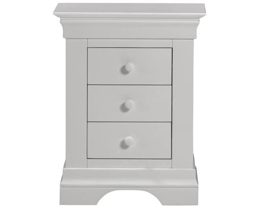 BORDEAUX 3 DRAWER BEDSIDE - PEBBLE GREY
