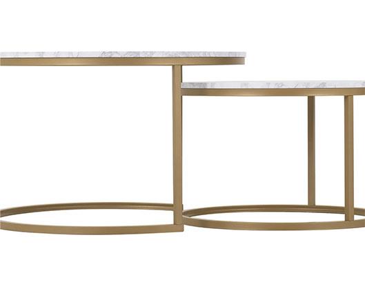 DALLAS ROUND COFFEE TABLE SET - MARBLE/GOLD EFFECT