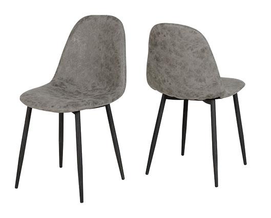HAMILTON & ATHENS LARGE DINING SET (X6 CHAIRS) - MEDIUM OAK EFFECT/GREY FAUX LEATHER