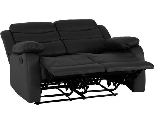 Roma 2 Seater Recliner Sofa - Black Faux Leather