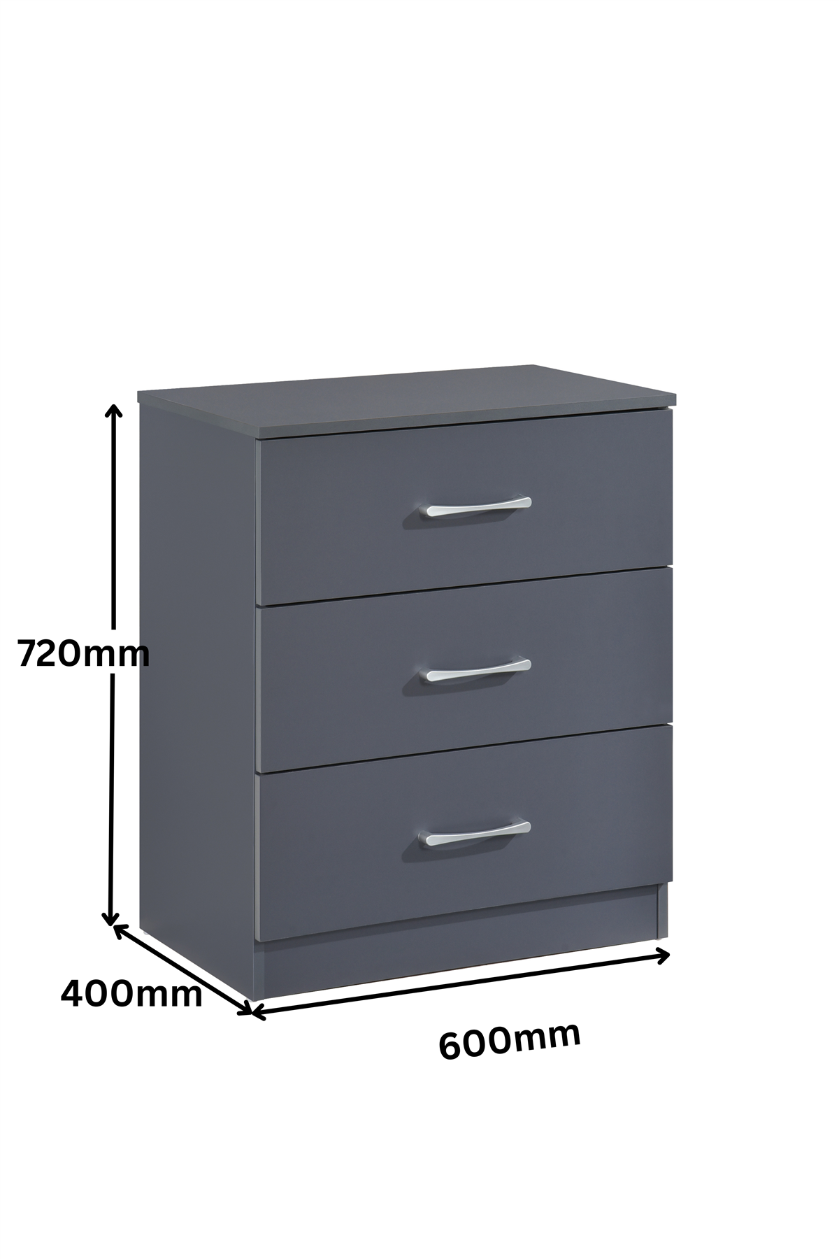 Highbury 3 Piece Bedroom Set - Dark Grey