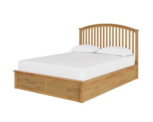 Madrid Wooden Ottoman Double Bed - Oak