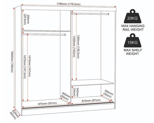 NEVADA 2 DOOR SLIDER WARDROBE - GREY GLOSS