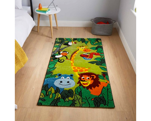 Safari Animals Kids Rug - Green - 120cm x 170cm