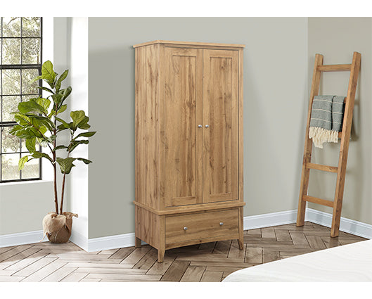 Hounslow 2 Door 1 Drawer Wardrobe- Oak