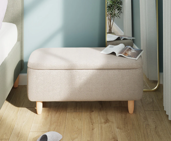 Florence Boucle Ottoman- Natural Stone
