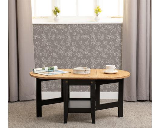 SANTOS DROP LEAF COFFEE TABLE - BLACK/DISTRESSED WAXED PINE