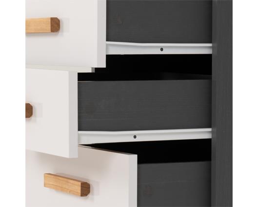 CLEVELAND 3 DRAWER BEDSIDE - WHITE/GREY METAL EFFECT