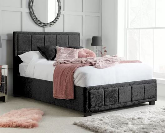 Hannover King Bed - Black Crushed Velvet
