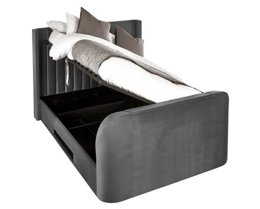 Clara Side Lift Ottoman TV Bed Dark Grey - Double