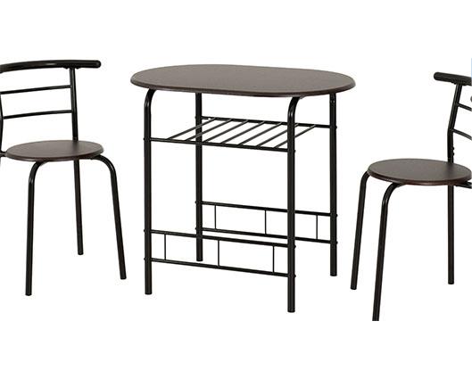 DERRY DINING SET (X2 CHAIRS) - BLACK/WALNUT