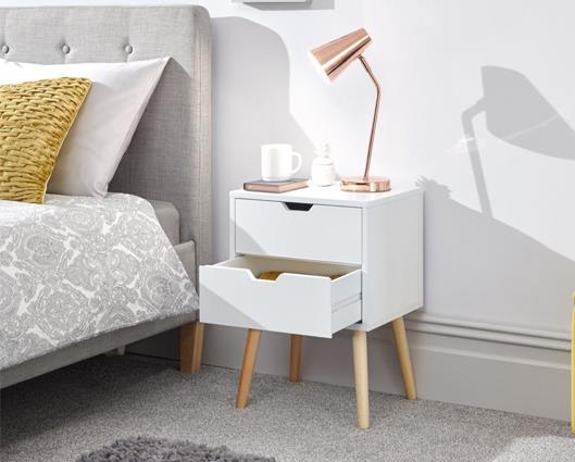 Nessi Bedside Table-White