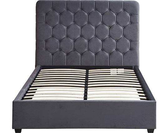MADISON 5' BED - GREY VELVET FABRIC