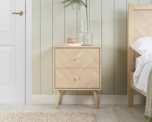 Herringford 2 Drawer Bedside Oak