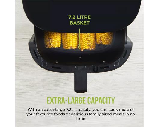 Vortx 7.2L Digital Air Fryer 1650W and Tower Single Basket Air Fryer Cookbook