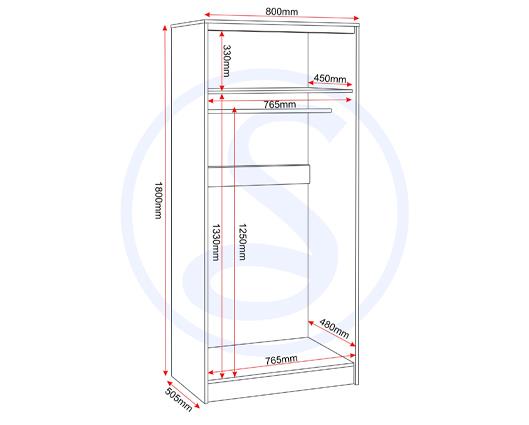 MALVERN 2 DOOR WARDROBE - BLACK