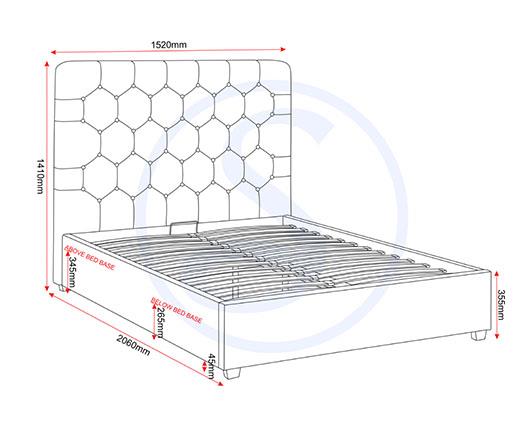 MADISON 4'6" OTTOMAN BED - FAWN VELVET FABRIC
