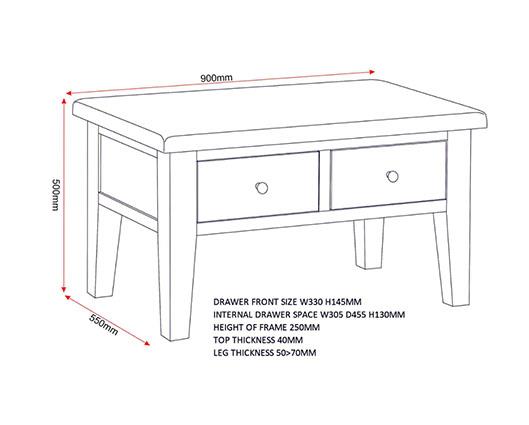 WINDSOR 2 DRAWER COFFEE TABLE - NATURAL OAK