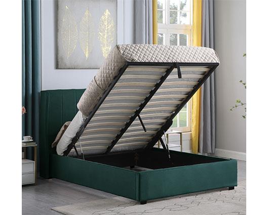AMELIA 5' PLUS BED - GREEN VELVET FABRIC
