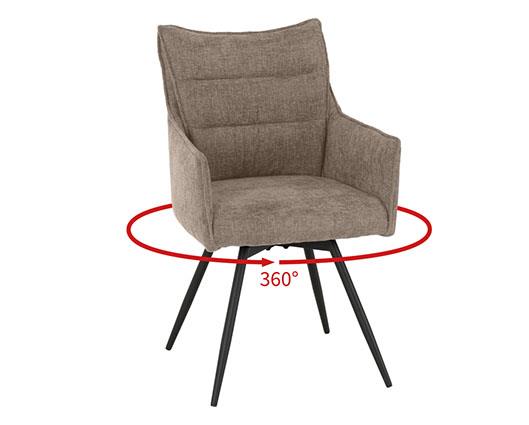 LEWIS CARVER SWIVEL DINING CHAIR (X2 PER BOX) - FAWN FABRIC