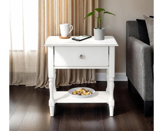 STRATFORD 1 DRAWER SIDE TABLE - WHITE