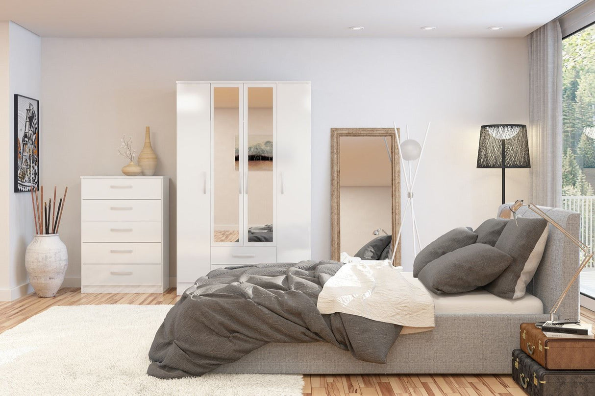 Larz 3 Door 2 Drawer Wardrobe With Mirror-White