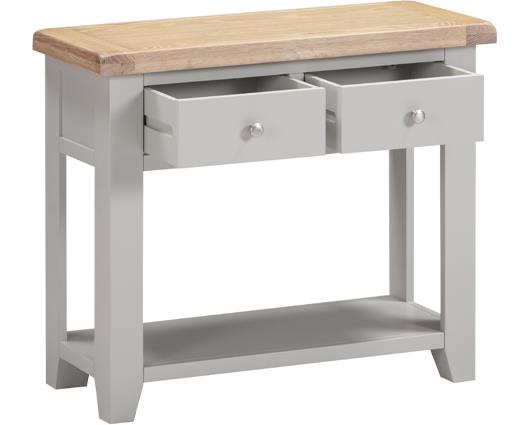 WINDSOR 2 DRAWER CONSOLE TABLE - PEBBLE GREY/OAK