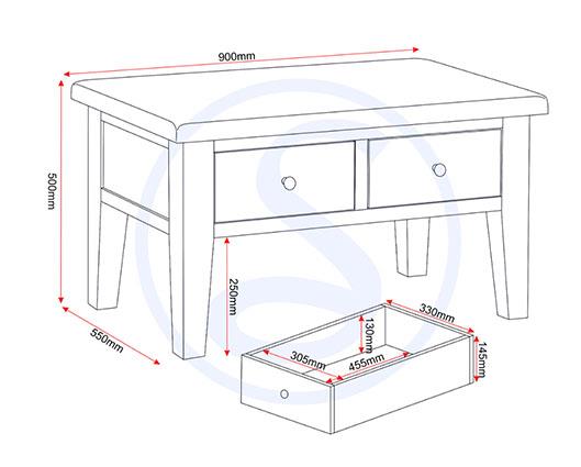 WINDSOR 2 DRAWER COFFEE TABLE - NATURAL OAK