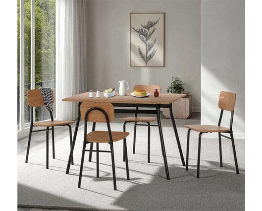 WARREN 1+4 DINING SET - RUSSET OAK EFFECT/BLACK