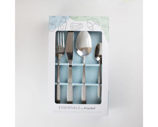 24 Piece Hammered Cutlery Set