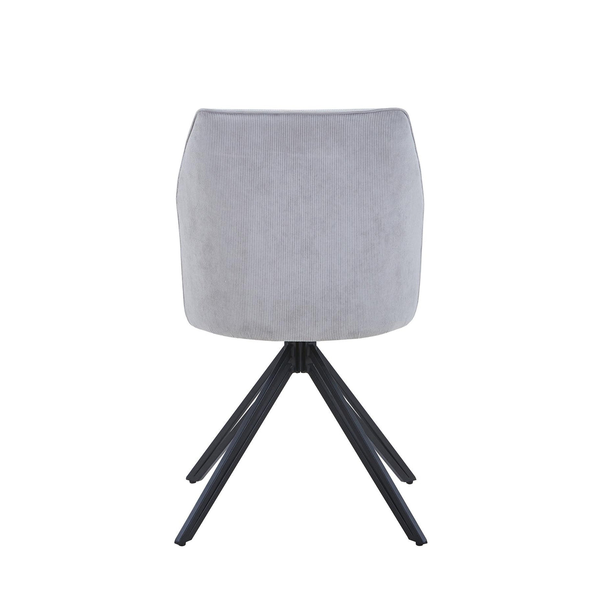 Aspen swivel dining chairs, light grey cord fabric with black metal legs (pair)