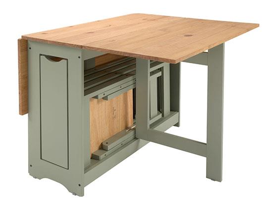 SANTOS BUTTERFLY DINING SET (X4 CHAIRS) - GREEN/DISTRESSED WAXED PINE