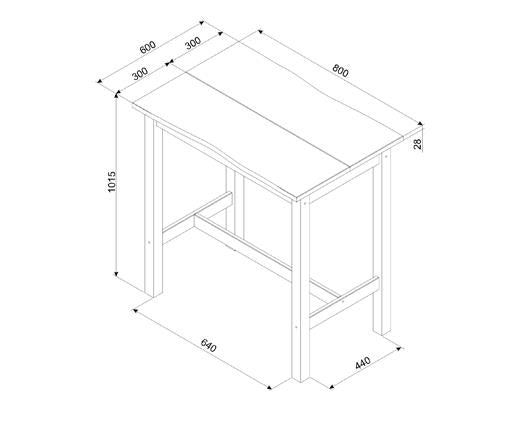Live edge small rectangular high breakfast bar table & pair bar stool SET