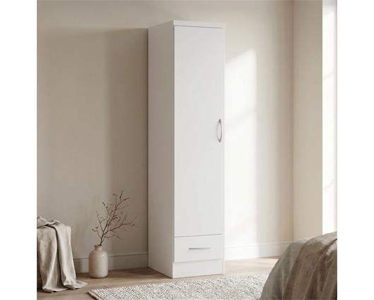 NEVADA 1 DOOR 1 DRAWER WARDROBE - WHITE GLOSS
