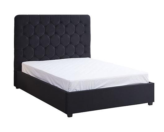 MADISON 4'6" OTTOMAN BED - BLACK VELVET FABRIC
