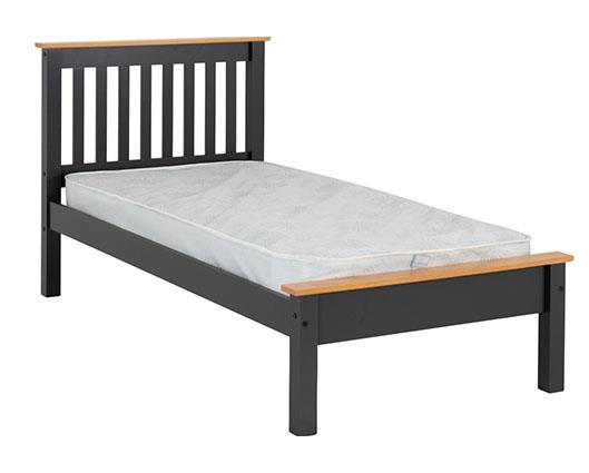 MONACO 3' LOW END BED - DARK GREY/OAK EFFECT