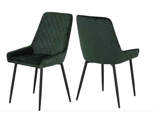 MARLOW & AVERY DINING SET (X4 CHAIRS) - WHITE MARBLE/EMERALD GREEN VELVET