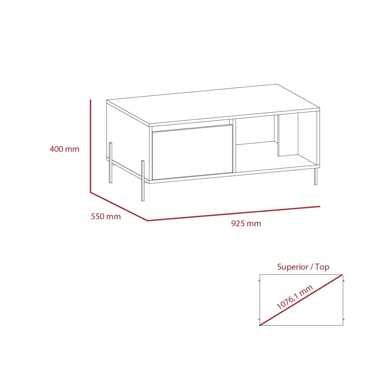 Dexter Coffee Table with 2 Doors