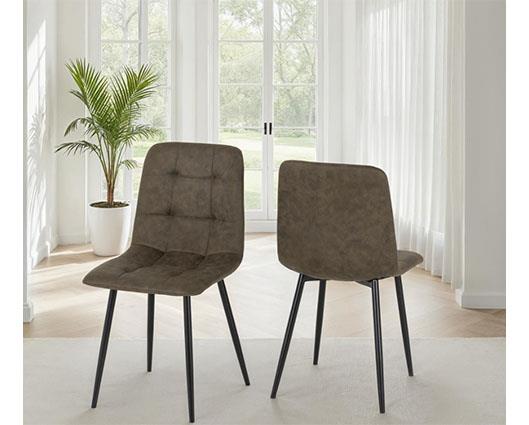 FENTON DINING CHAIR (X2 PER BOX) - OLIVE GREEN SUEDE FABRIC
