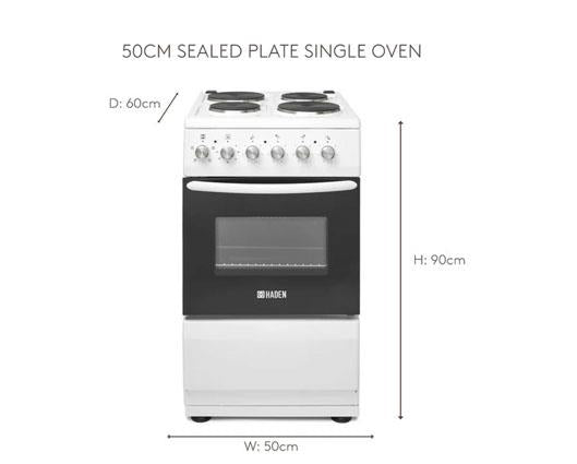 Haden HES51W 50cm Electric Single Cavity cooker with Solid Plate Hob