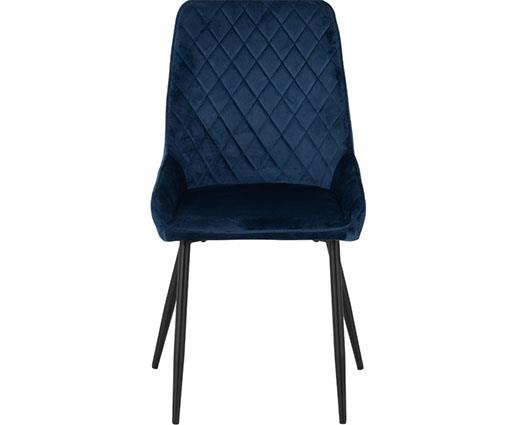 ATHENS RECT & AVERY DINING SET (X4 CHAIRS) - CONCRETE/SAPPHIRE BLUE VELVET