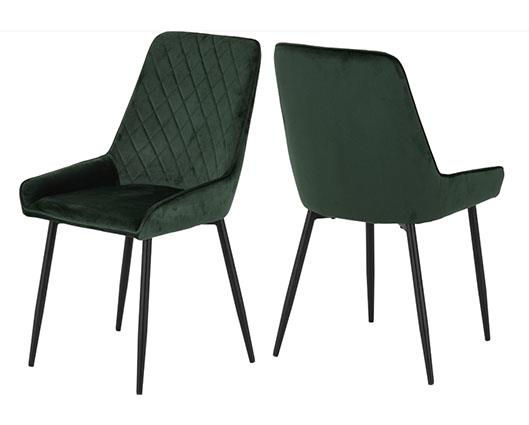 TREVISO & AVERY DINING SET (X4 CHAIRS) - LIGHT OAK EFFECT/EMERALD GREEN VELVET