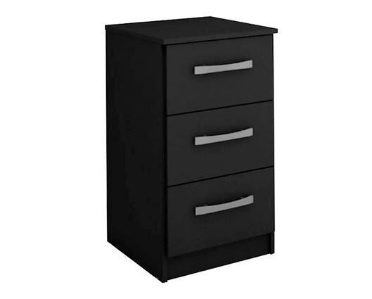 Larz 3 Drawer Bedside-Black