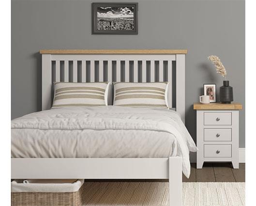 WINDSOR 4'6" LOW END BED - IVORY/OAK