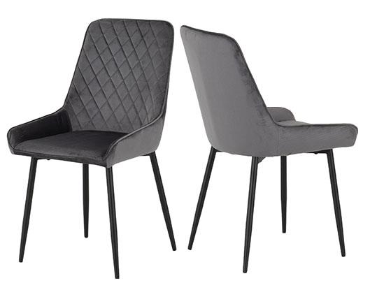 TREVISO & AVERY DINING SET (X4 CHAIRS) - LIGHT OAK EFFECT/GREY VELVET